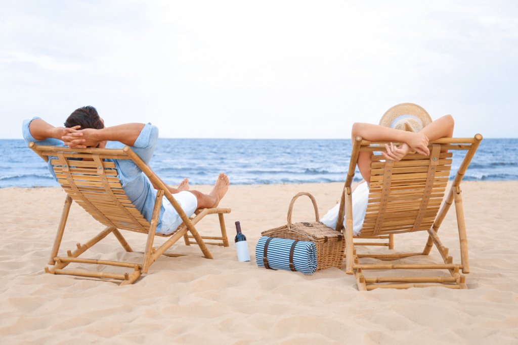 Couple relaxing at the beach