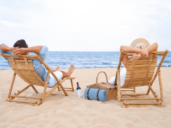 Couple relaxing at the beach